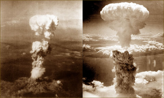 Hiroshima Nagasaki mushroom clouds A